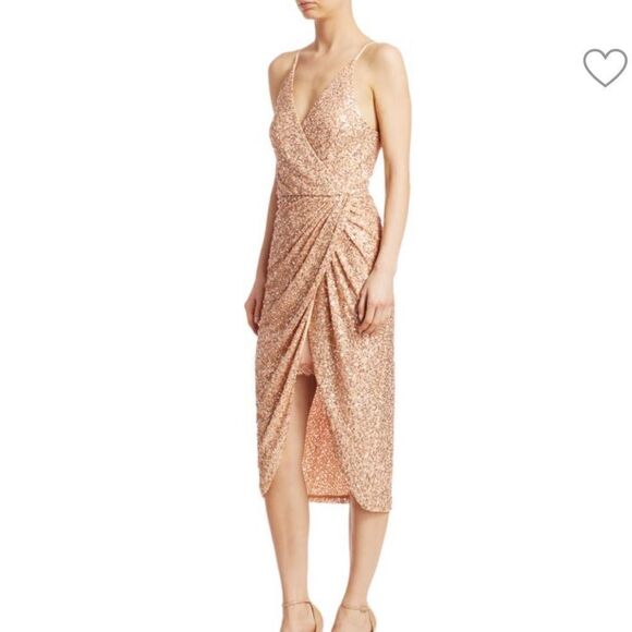 Jonathan Simkhai Speckled Sequin Wrap Dress in Gold - Picture 10 of 10